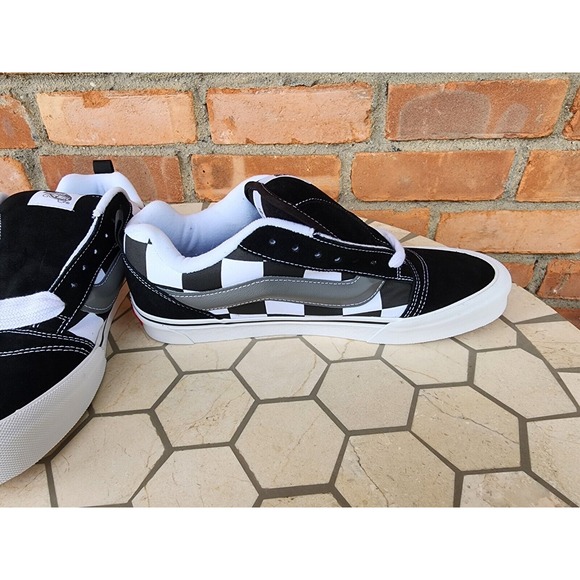 Sz 11.5 Vans Mega Check Knu Skool Skate Sneakers Mens Black White Checkerboard - Picture 8 of 11